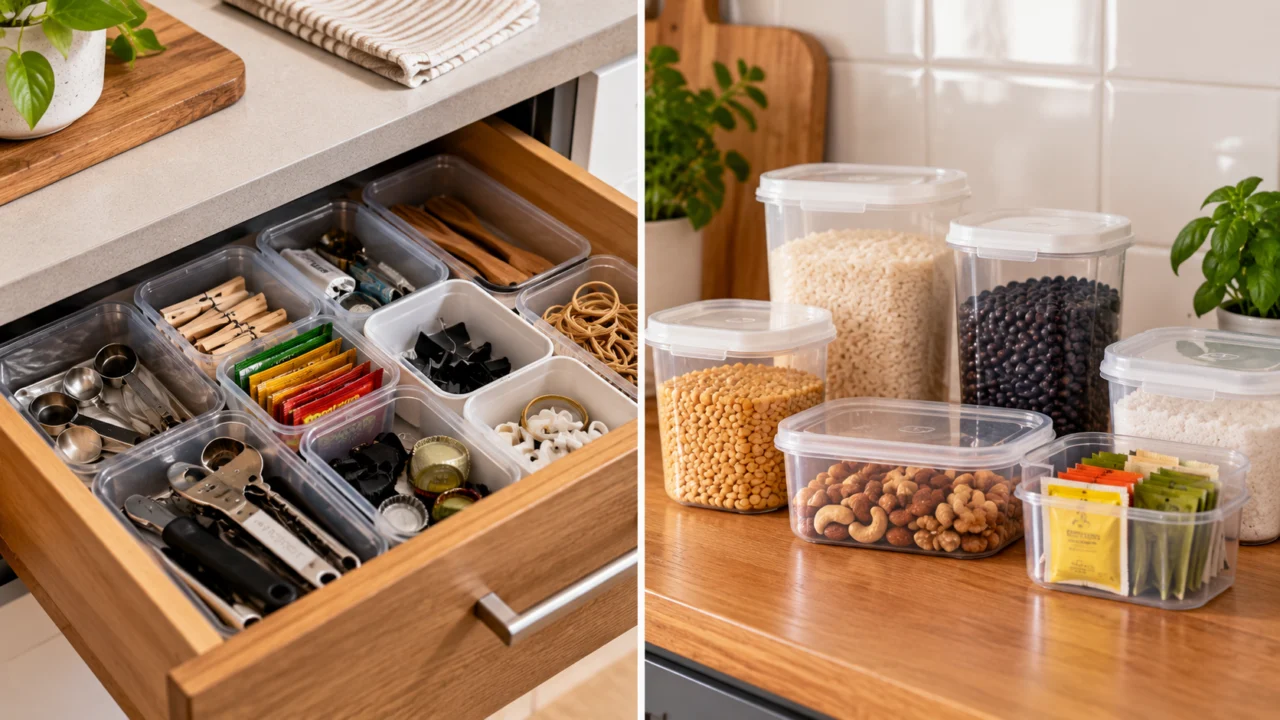 A embalagem que iria para o lixo pode resolver um problema específico da cozinha Embalagem vazia pode ajudar a organizar a cozinha. Veja quais recipientes podem ser reaproveitados, como limpá-los e quando é melhor encaminhá-los para reciclagem.