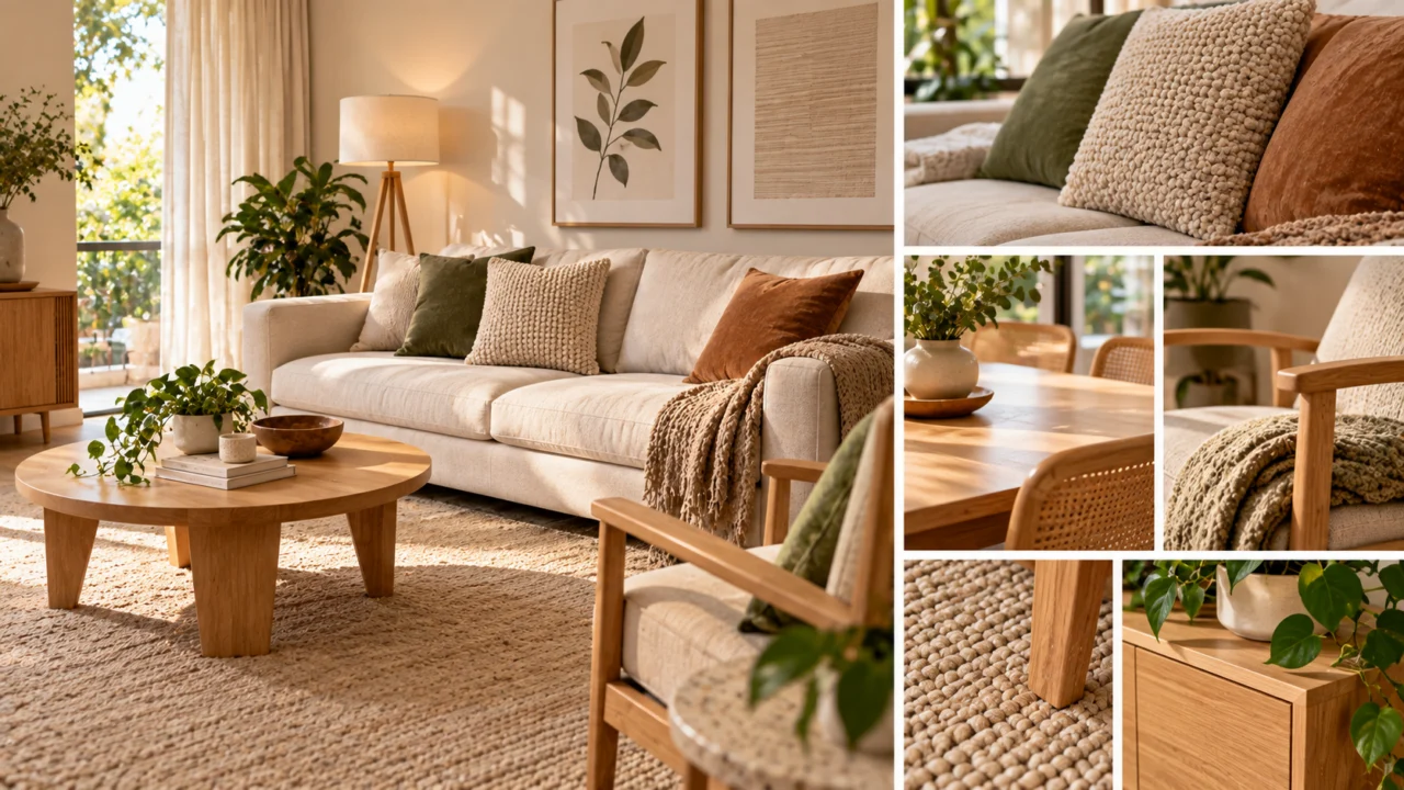 A mistura de madeira clara com tecidos encorpados pode deixar o ambiente mais elegante. Veja como equilibrar texturas, cores e materiais na decoração.