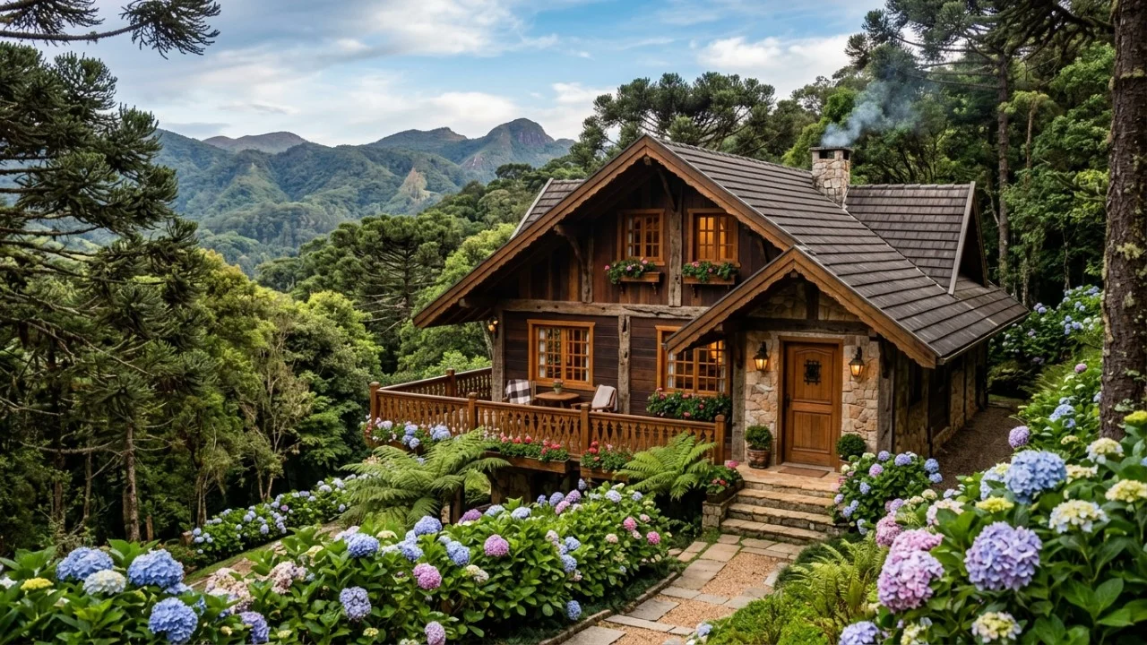 Inspirada em vilas europeias, a arquitetura alpina e o clima frio consolidaram a famosa identidade sofisticada da Serra da Mantiqueira.