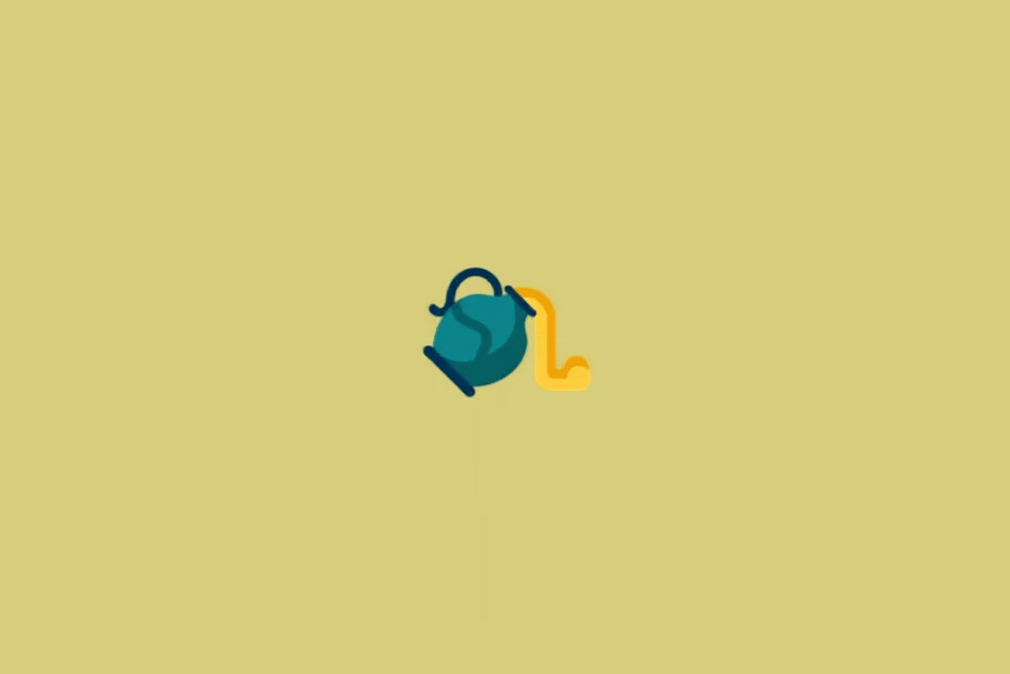 Ilustração de um jarro inclinado, representando o símbolo de Aquário. O jarro é azul, com detalhes em azul-escuro e amarelo. Em fundo verde-claro.