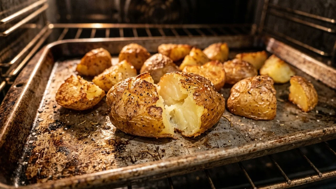 O pré-cozimento da batata garante uma casca crocante e um centro cremoso.