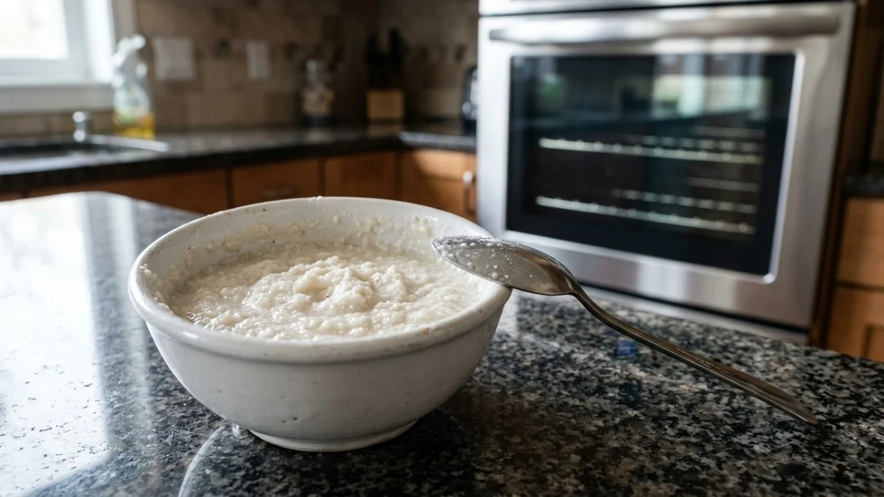 A aplicação correta de uma pasta caseira amolece os resíduos difíceis nas paredes internas do aparelho sem danificar o revestimento.