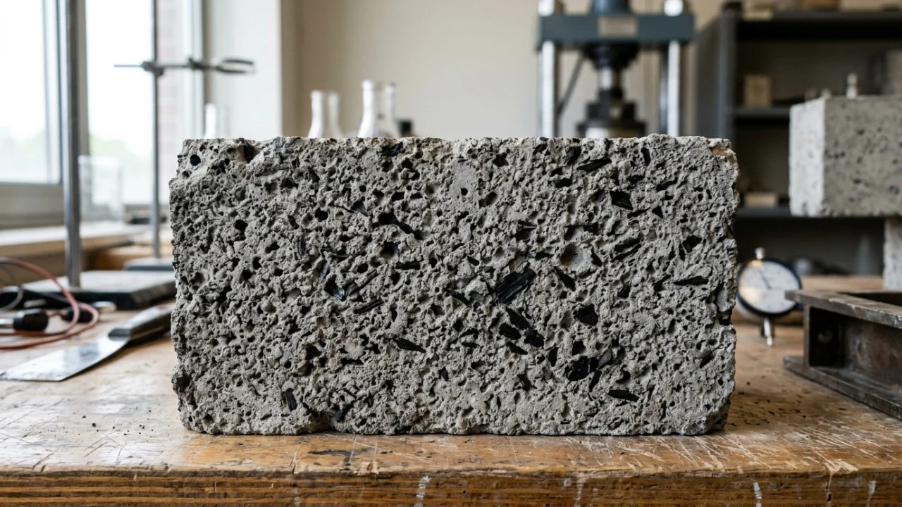 O uso de biochar derivado de resíduos tratados reduz o cimento no concreto e aumenta a resistência mecânica das estruturas urbanas.