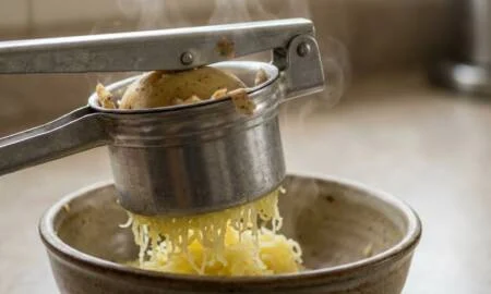 Cozinheiros concordam: “O purê de batatas fica mais cremoso e saboroso quando as batatas são cozidas com casca em bastante água e amassadas à mão” O uso de utensílios manuais impede o rompimento dos grânulos de amido e garante a textura aveludada.