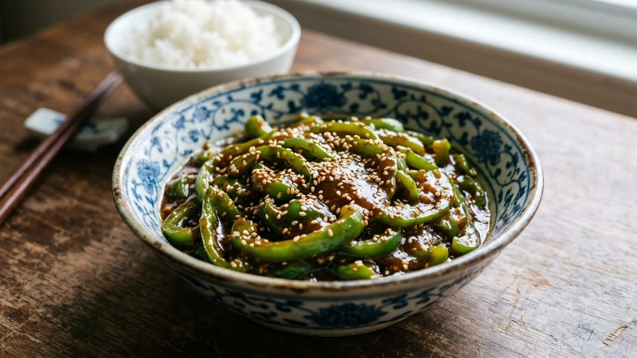 Na Coreia, pimentas verdes com pasta de soja ficam prontas em 3 minutos: o segredo é colocar os temperos na ordem certa para o molho aderir melhor imagem 1789477043 ke1uaz
