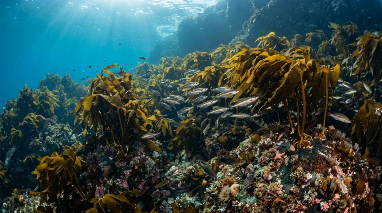 Essas florestas submarinas funcionam como habitat para peixes e inúmeros pequenos organismos