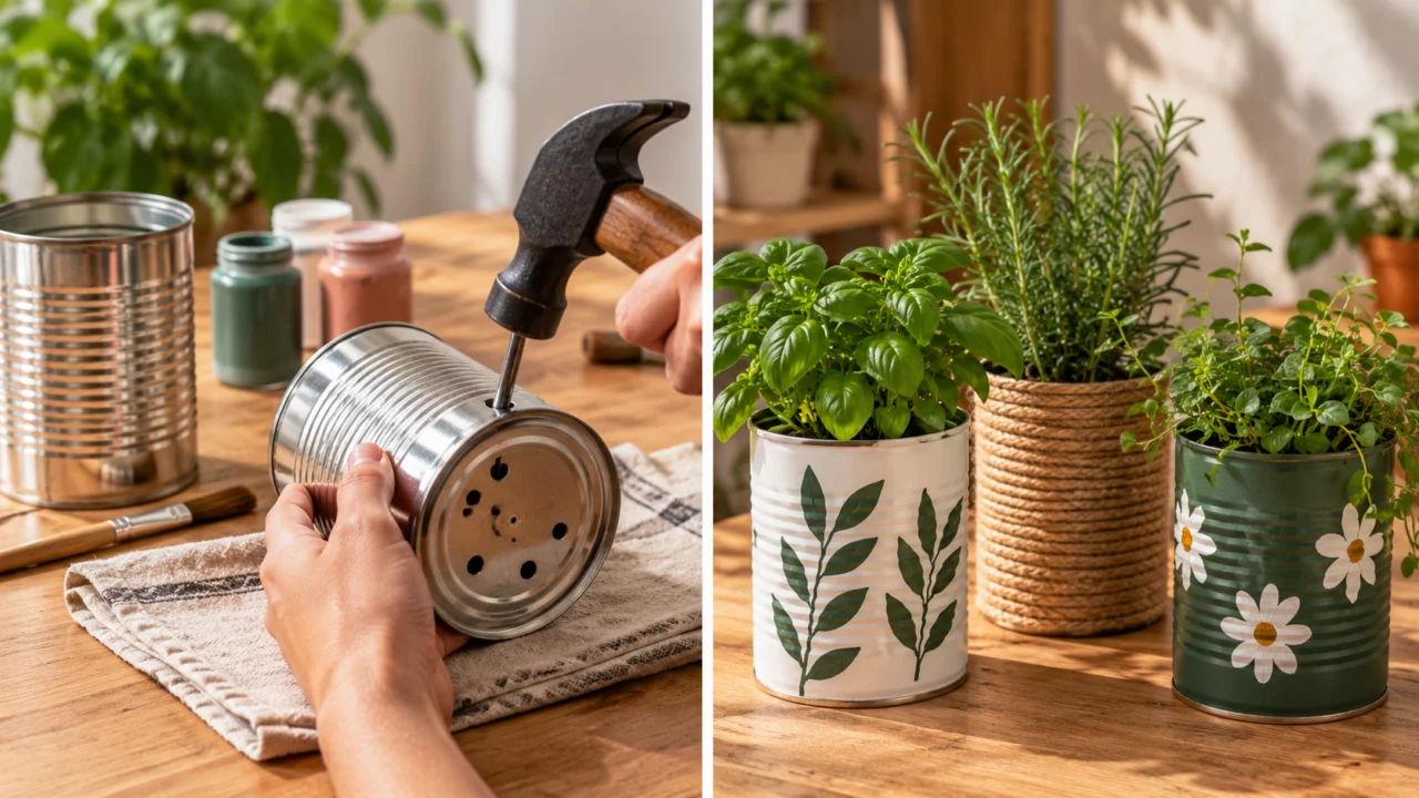 Uma lata de leite pode ganhar nova função na decoração. Veja os cuidados para preparar o metal, evitar excesso de água e criar um vaso para plantas pequenas.