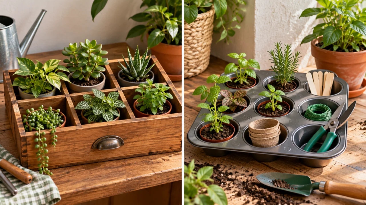 Quer organizar suas plantas sem ocupar muito espaço? Veja como reaproveitar objetos antigos para criar suportes compactos, funcionais e integrados à decoração.