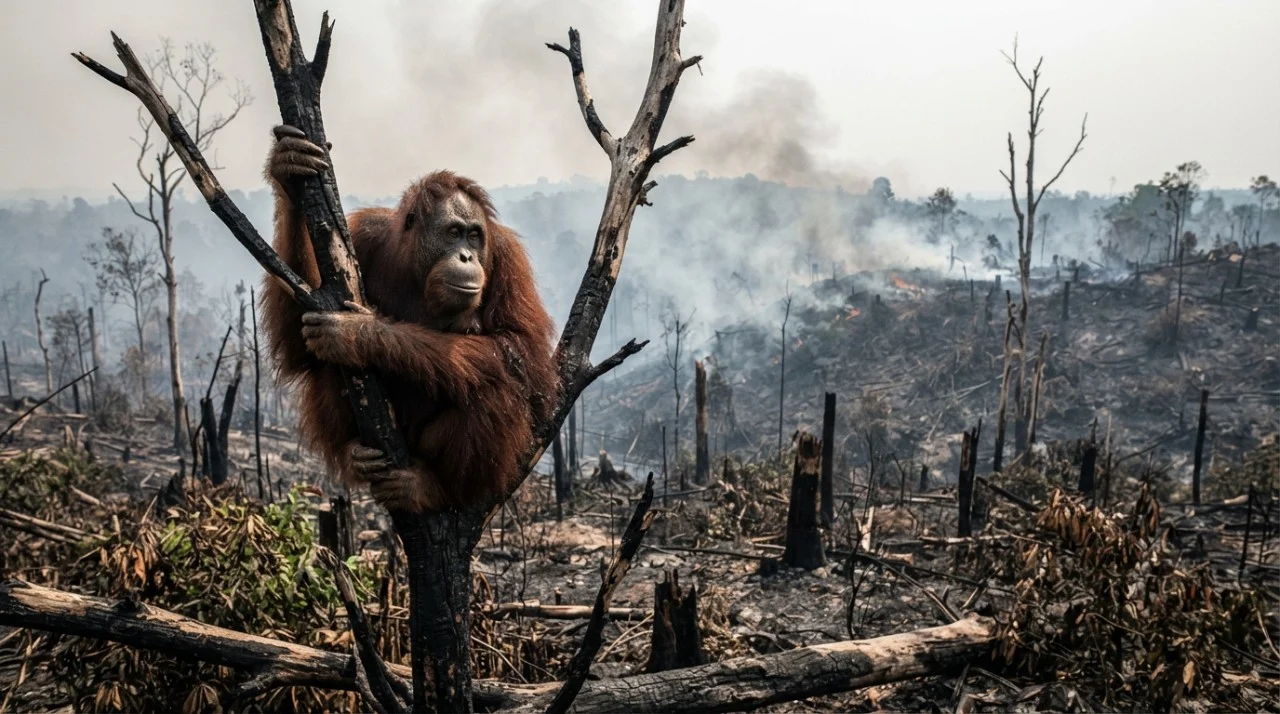 A região de Kalimantan abriga populações significativas de primatas que dependem diretamente da integridade das matas nativas.
