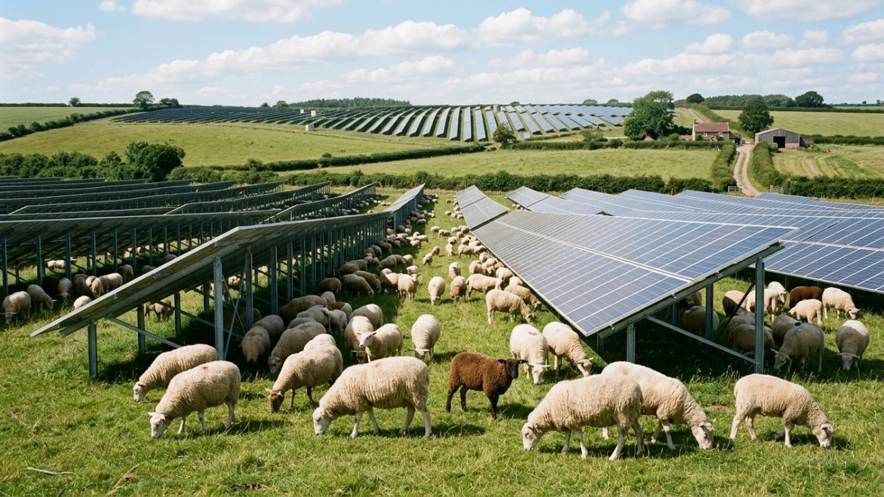 Levaram 40 ovelhas para pastar ao redor de painéis solares, e essa prática começou a transformar a maneira como a energia é gerada O uso de animais na manutenção de parques solares substitui o maquinário pesado com eficiência.