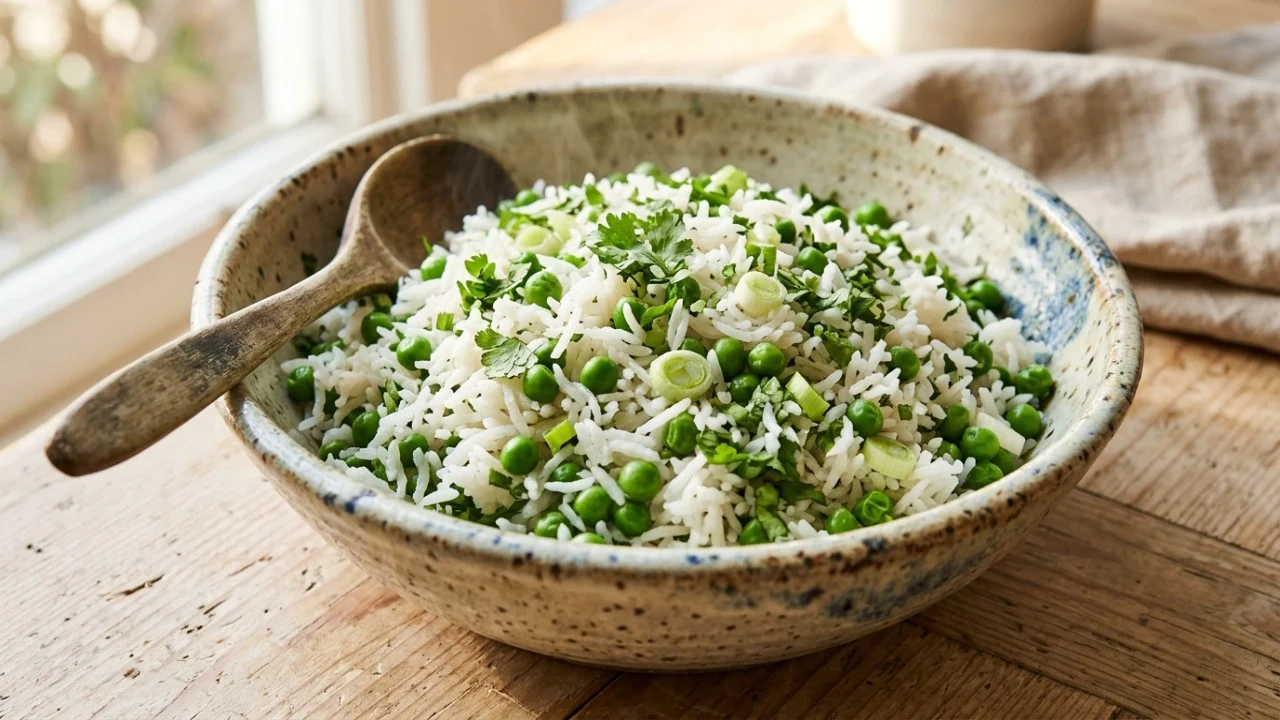 Acrescentar ingredientes verdes ao arroz transforma uma refeição simples em uma fonte rica de nutrientes e fibras.